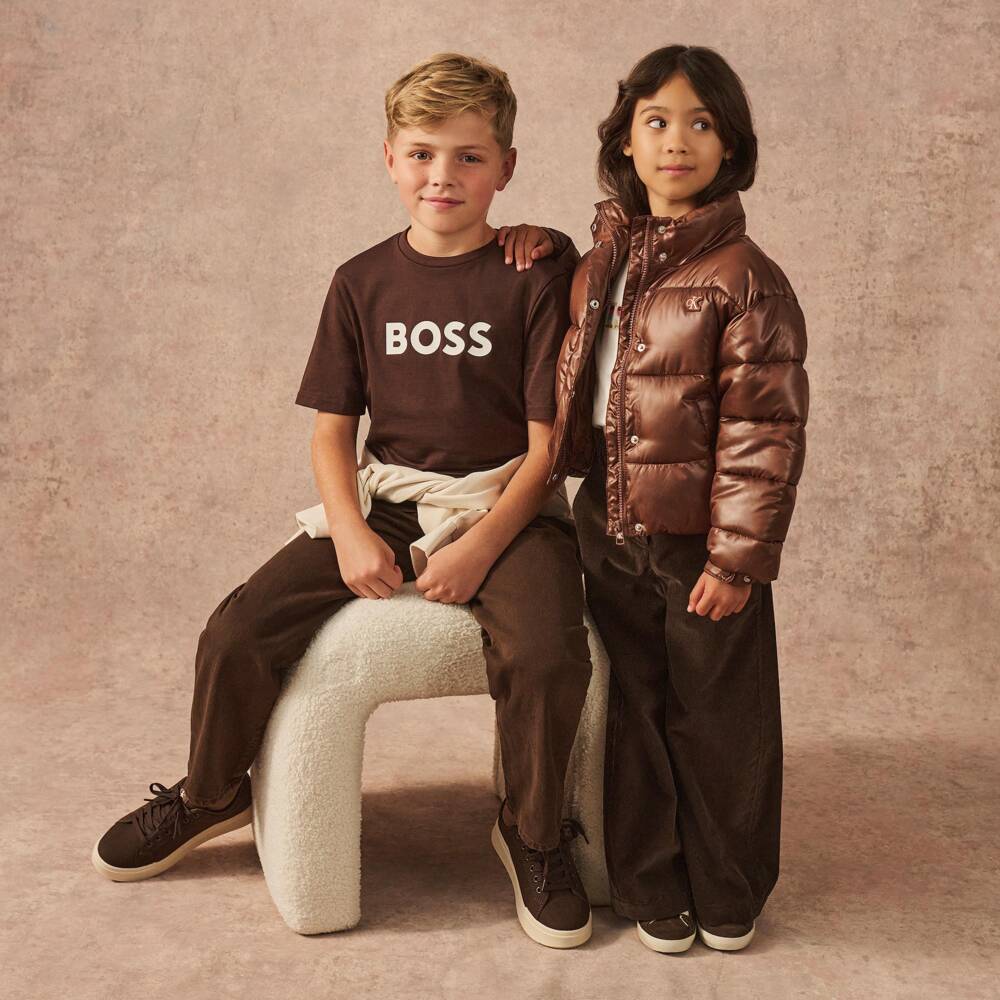 Moncler Enfant-بنطلون كوردروي بأرجل واسعة لون بني شوكولاتة للبنات | Childrensalon