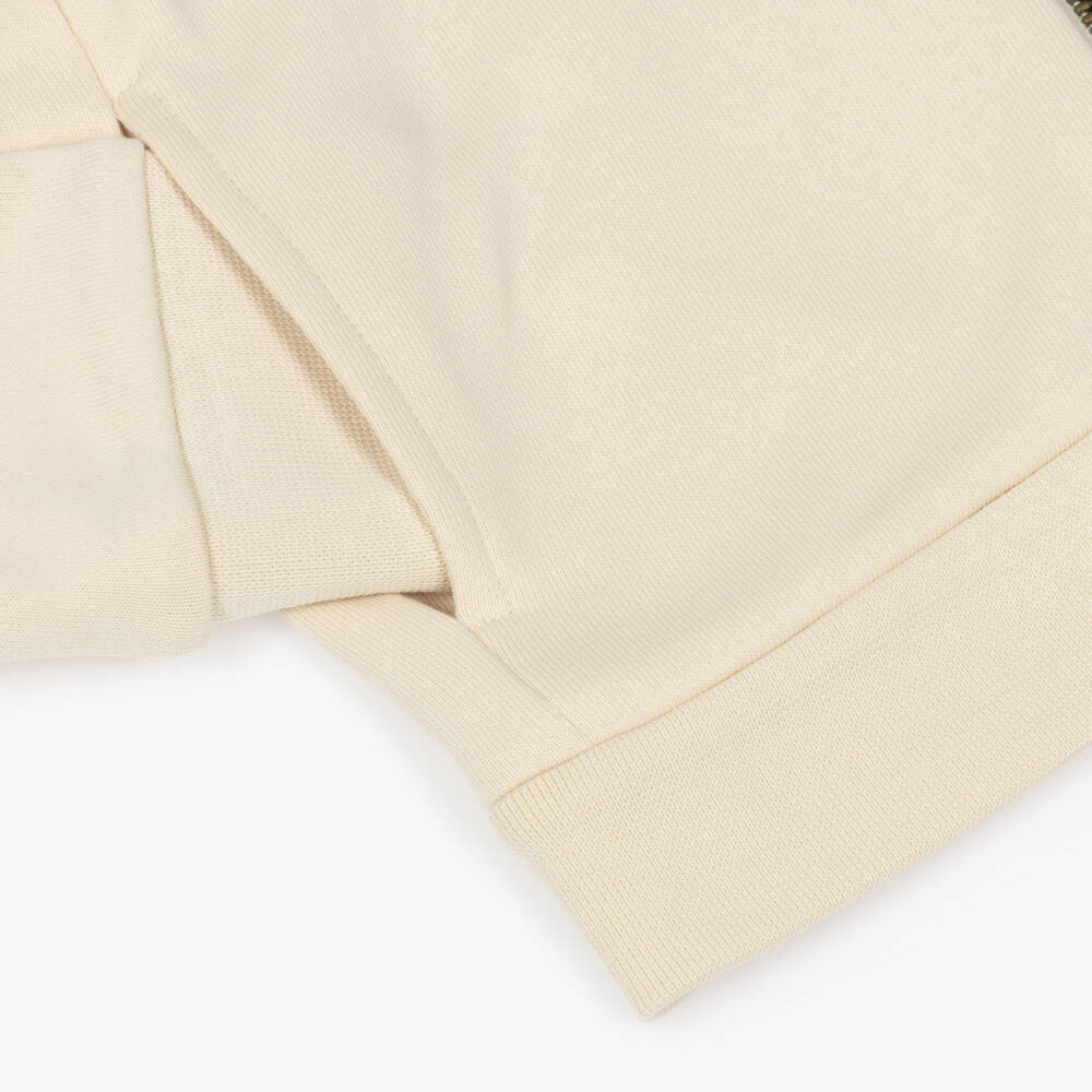 Moncler Enfant-Girls Dark Ivory Cotton Tracksuit with Tonal Branding | Childrensalon