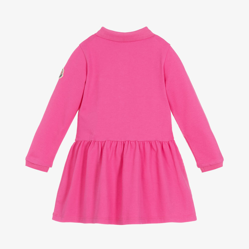 Moncler Enfant-Girls Fuchsia Pink Logo Polo Dress | Childrensalon