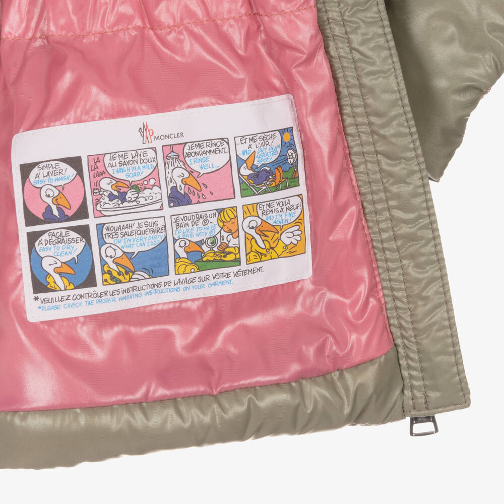 Moncler Enfant-Girls Green Down Padded Adriel Puffer Coat | Childrensalon