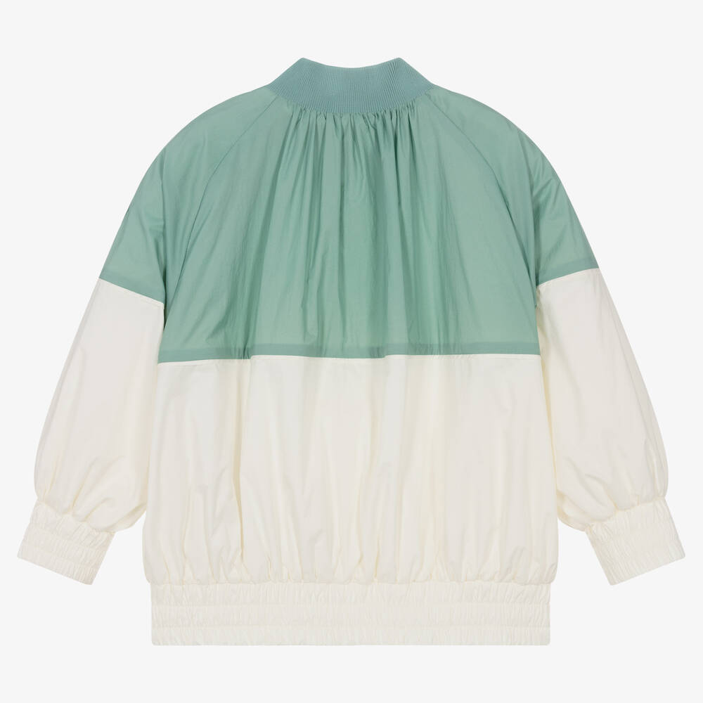 Moncler Enfant-Girls Green & Ivory Aine Jacket | Childrensalon