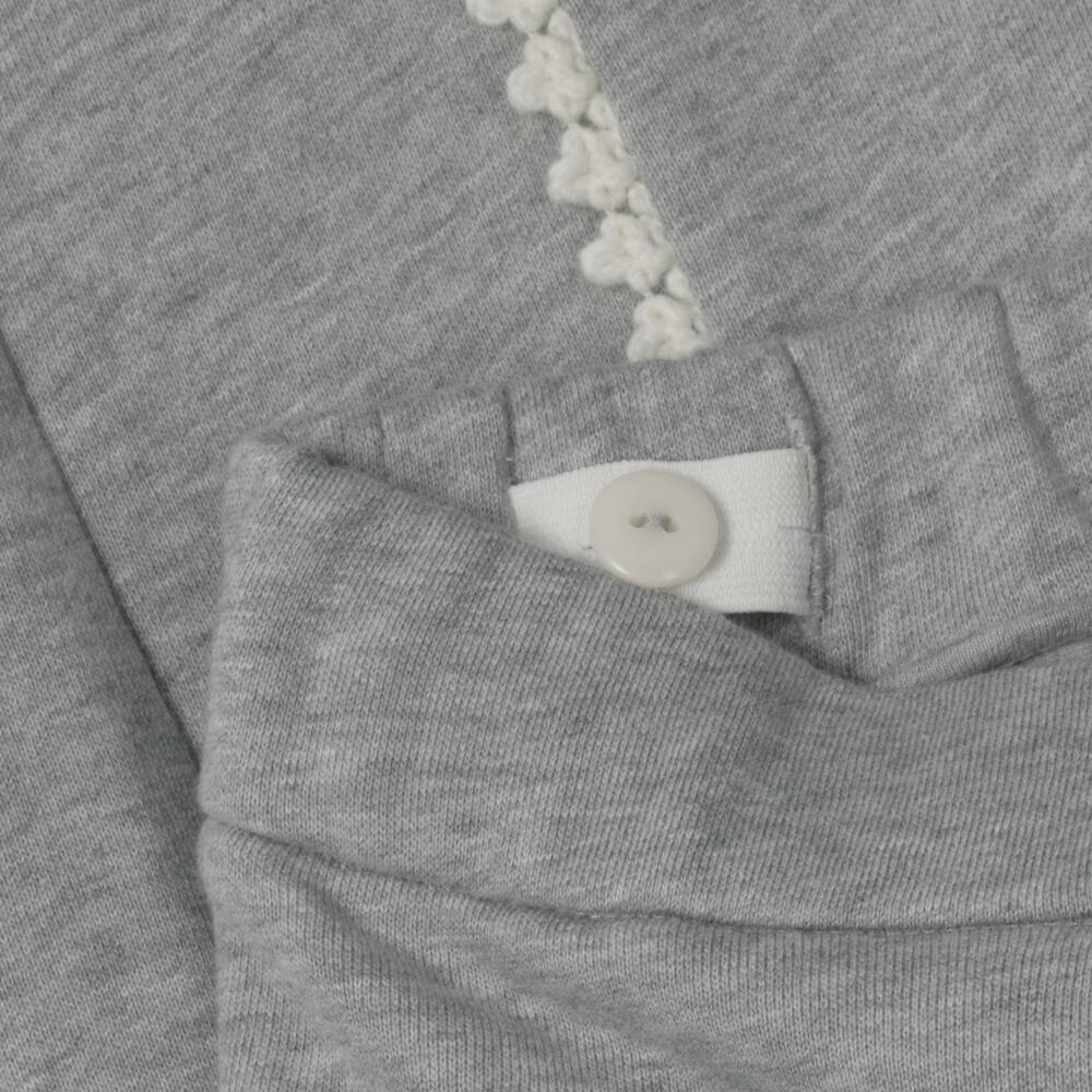 Moncler Enfant-Girls Grey Cotton Joggers with Crochet Trim | Childrensalon