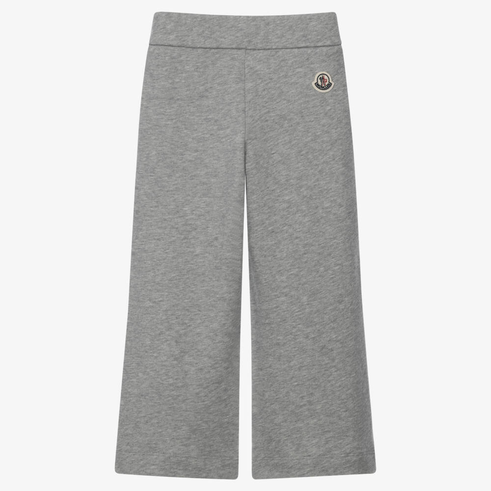 Moncler Enfant-Girls Grey Cotton Joggers with Crochet Trim | Childrensalon