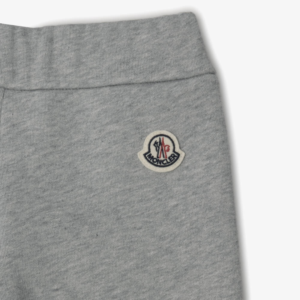 Moncler Enfant-Girls Grey Cotton Joggers with Crochet Trim | Childrensalon