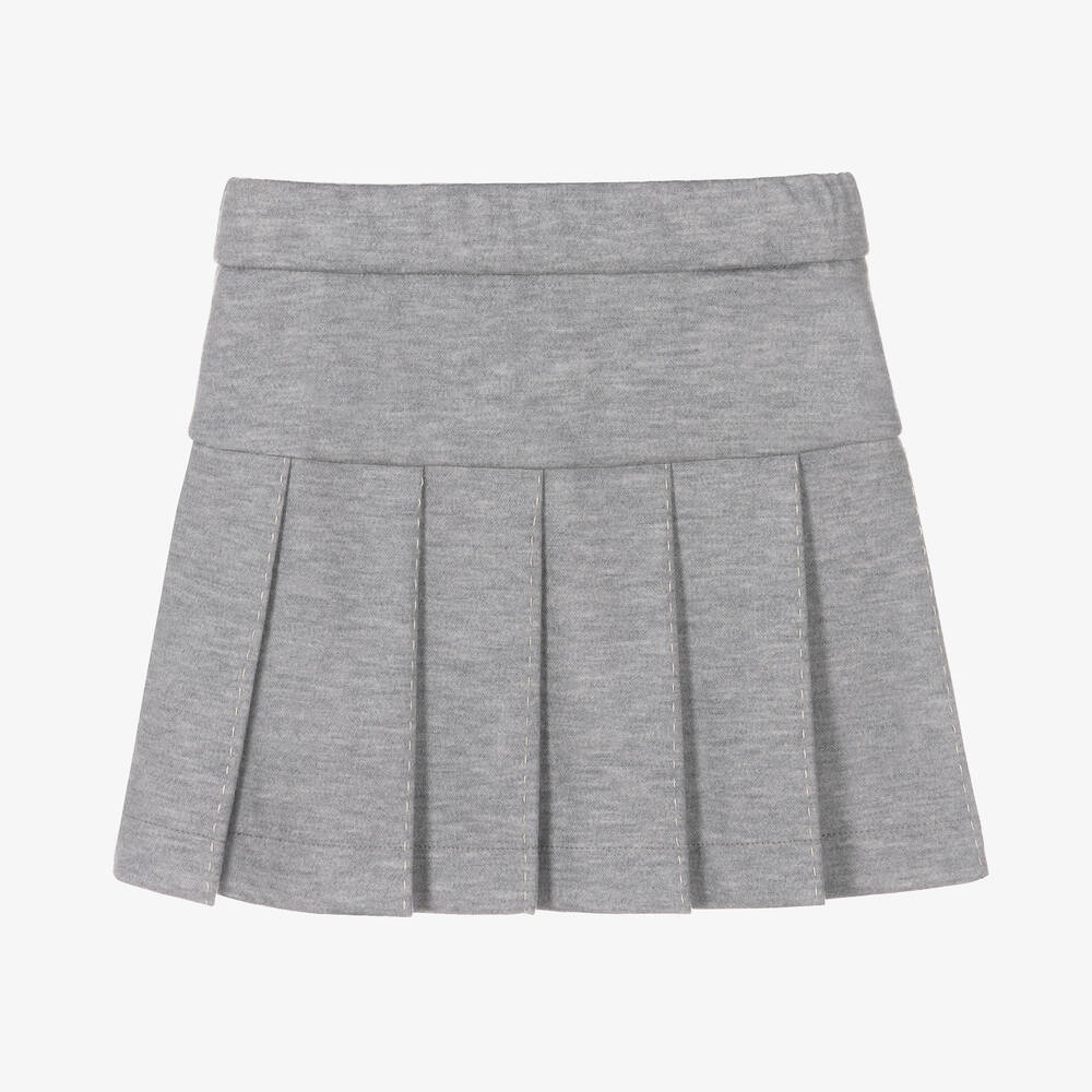 Moncler Enfant Girls Grey Wool Pleated Skirt