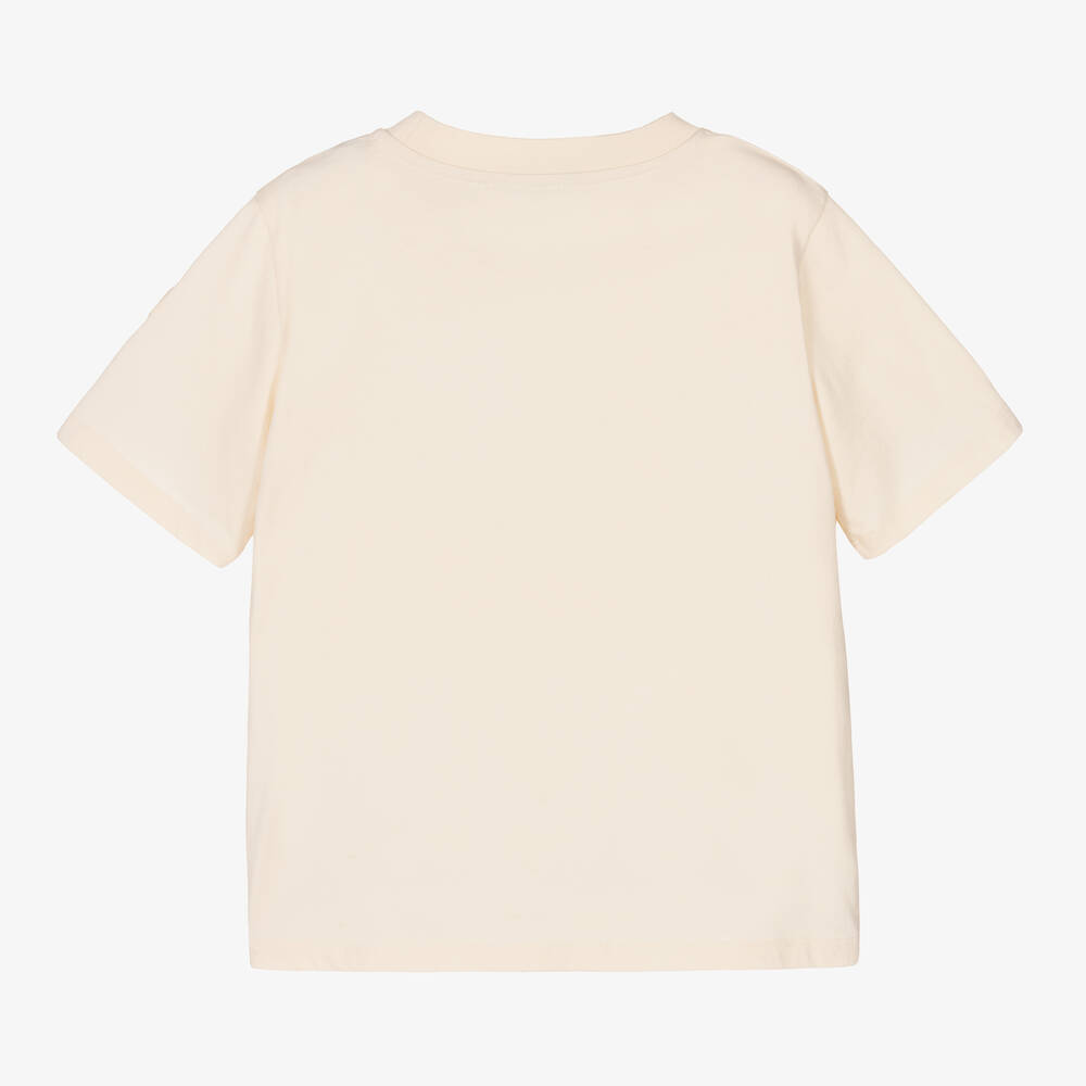 Moncler Enfant-Girls Ivory Cotton Diamanté T-Shirt | Childrensalon