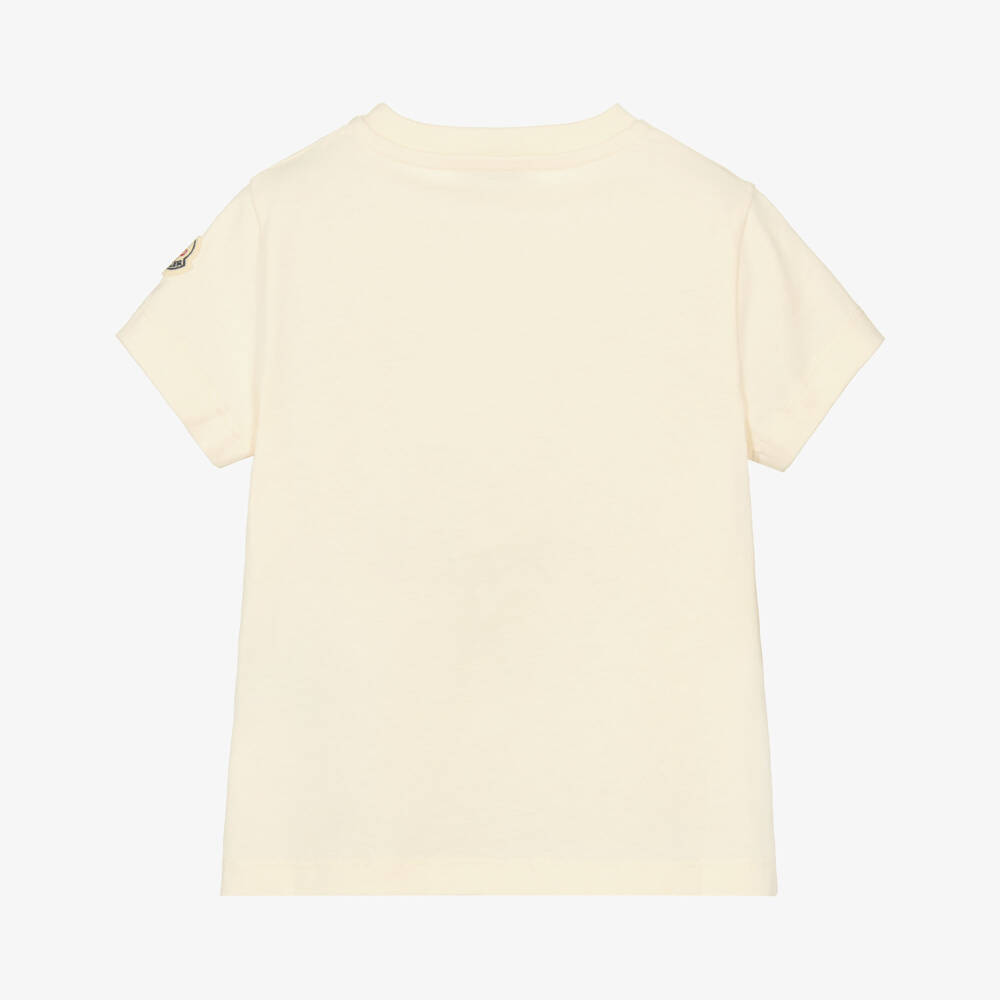 Moncler Enfant-تيشيرت مطرز بشعار قطن لون عاجي للبنات | Childrensalon