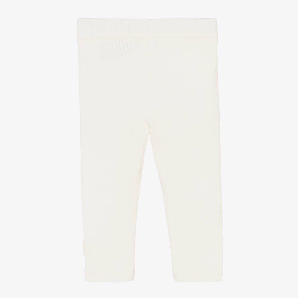 Moncler Enfant-Girls Ivory Cotton Leggings | Childrensalon