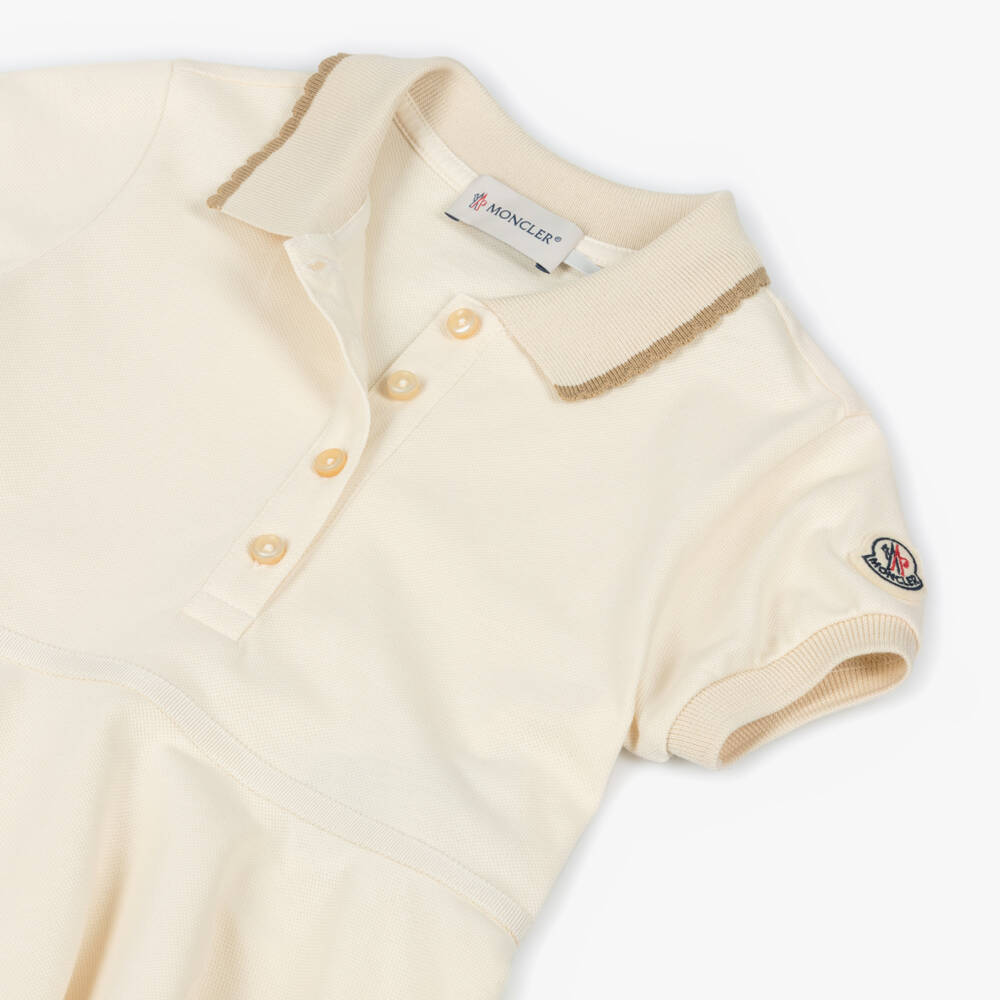 Moncler Enfant-Girls Ivory Cotton Piqué Polo Dress | Childrensalon