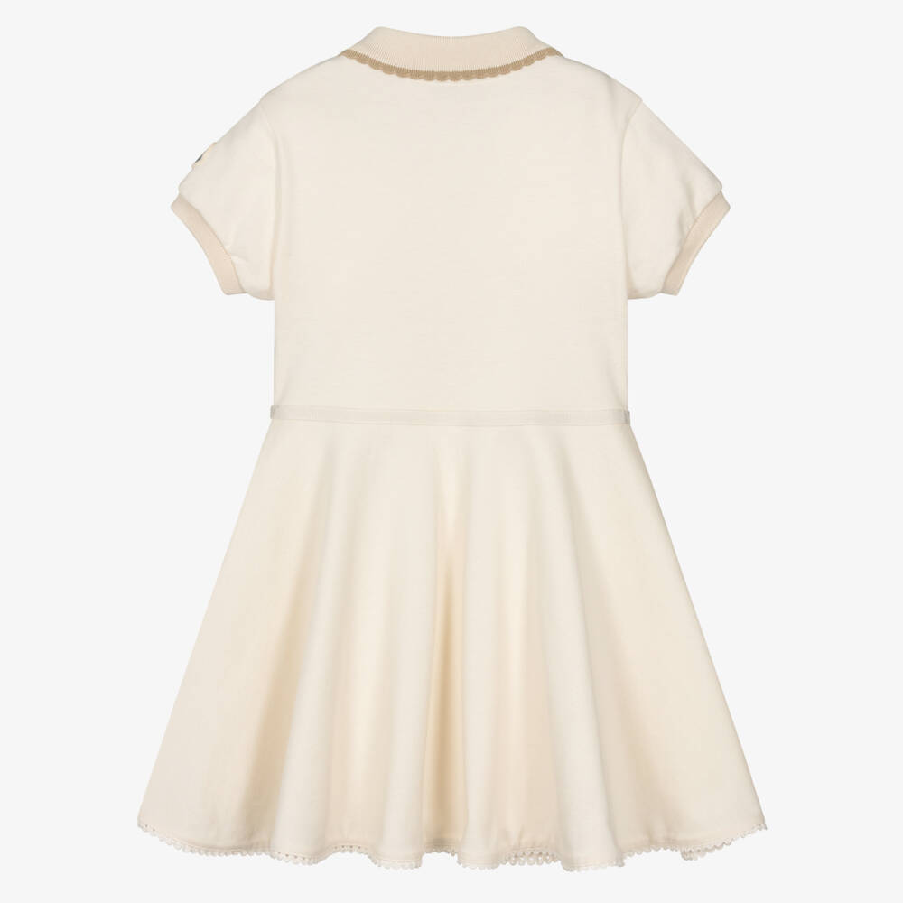 Moncler Enfant-Girls Ivory Cotton Piqué Polo Dress | Childrensalon