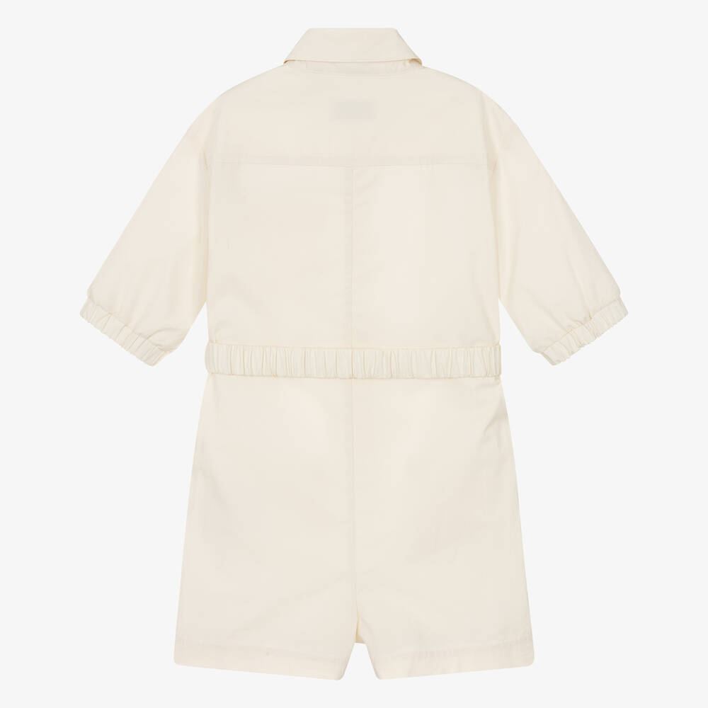 Moncler Enfant-Girls Ivory Cotton Playsuit | Childrensalon