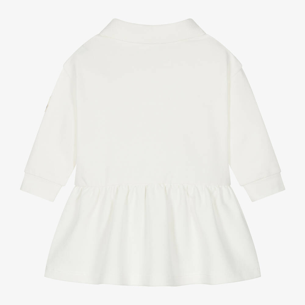 Moncler Enfant-Girls Ivory Cotton Polo Dress | Childrensalon