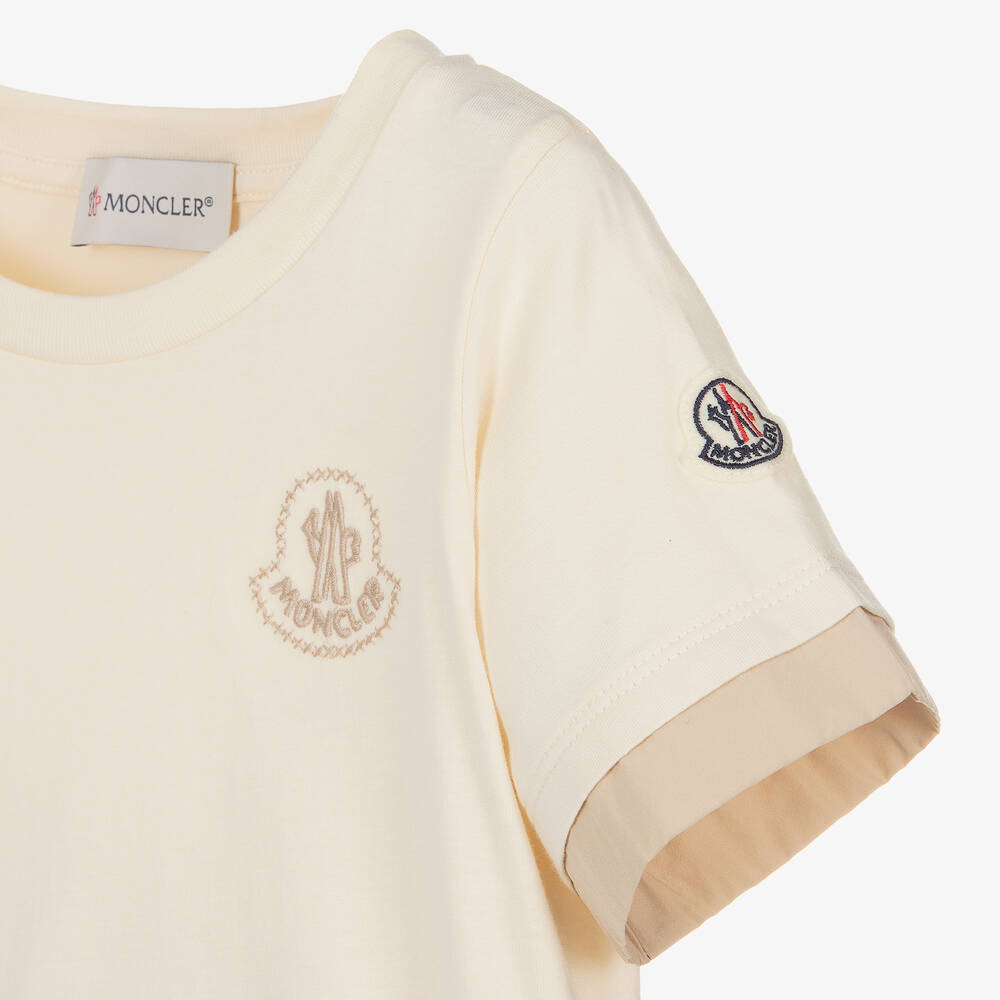 Moncler Enfant-تيشيرت قطن لون عاجي للبنات | Childrensalon