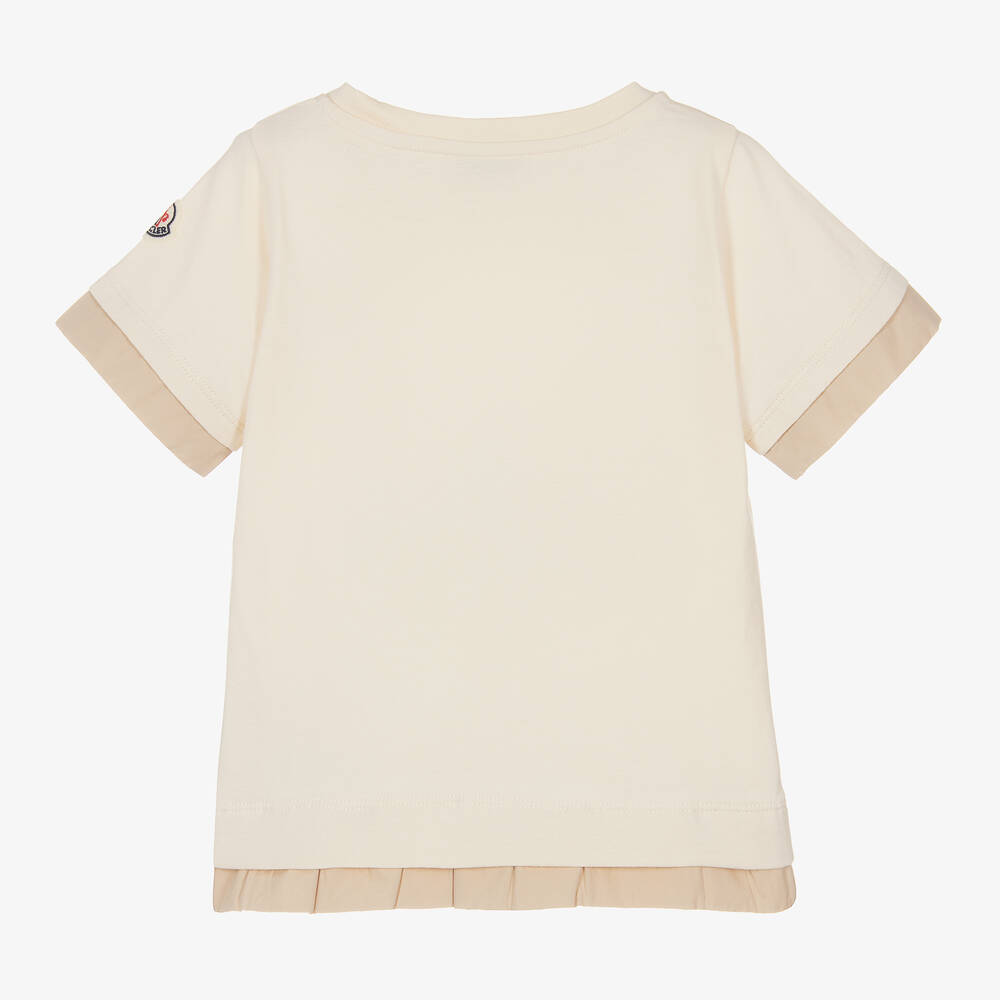 Moncler Enfant-تيشيرت قطن لون عاجي للبنات | Childrensalon