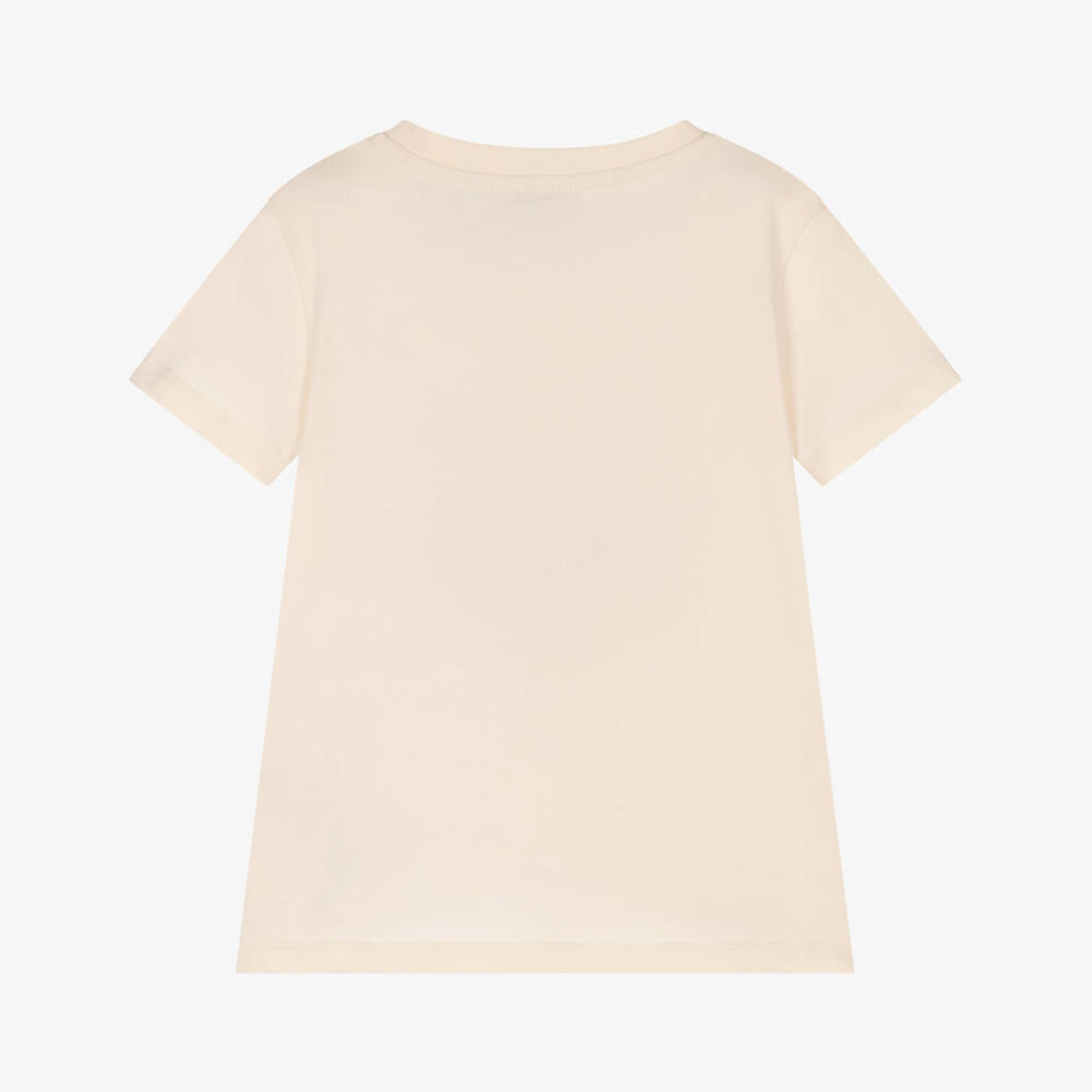 Moncler Enfant-تيشيرت قطن لون عاجي للبنات | Childrensalon
