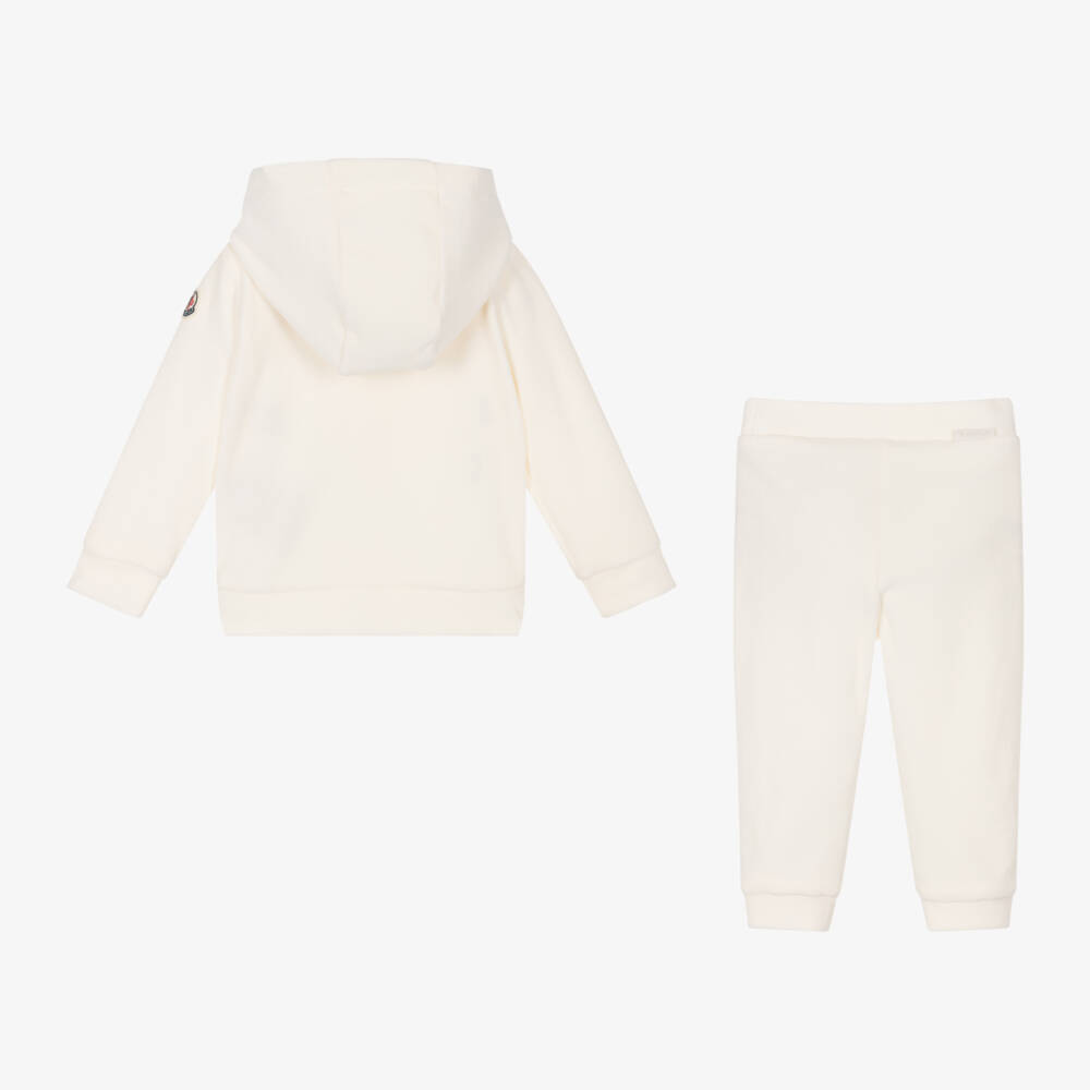 Moncler Enfant-Girls Ivory Cotton Velour Tracksuit | Childrensalon