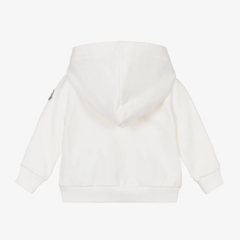Moncler Enfant-Girls Ivory Cotton Zip-Up Hoodie | Childrensalon