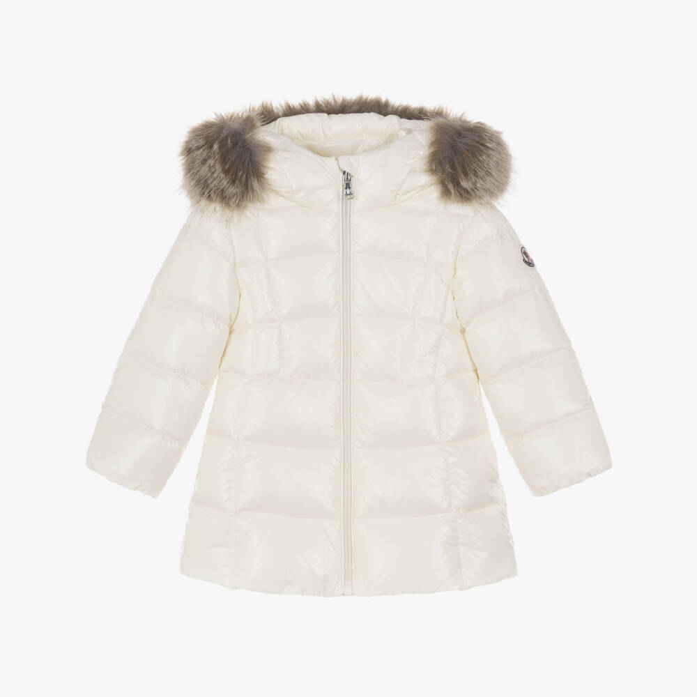 Moncler Enfant-Girls Ivory Down-Filled Emma Coat  | Childrensalon