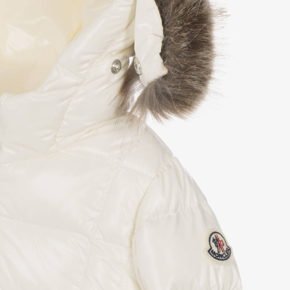 Moncler Enfant-Girls Ivory Down-Filled Emma Coat | Childrensalon