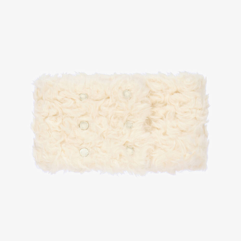 Moncler Enfant-Girls Ivory Faux Fur Neck Warmer | Childrensalon