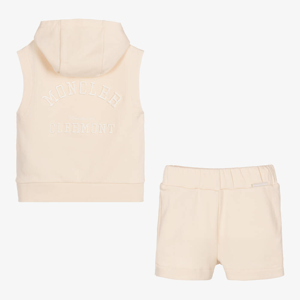 Moncler Enfant-Girls Ivory Hoodie & Shorts Set | Childrensalon