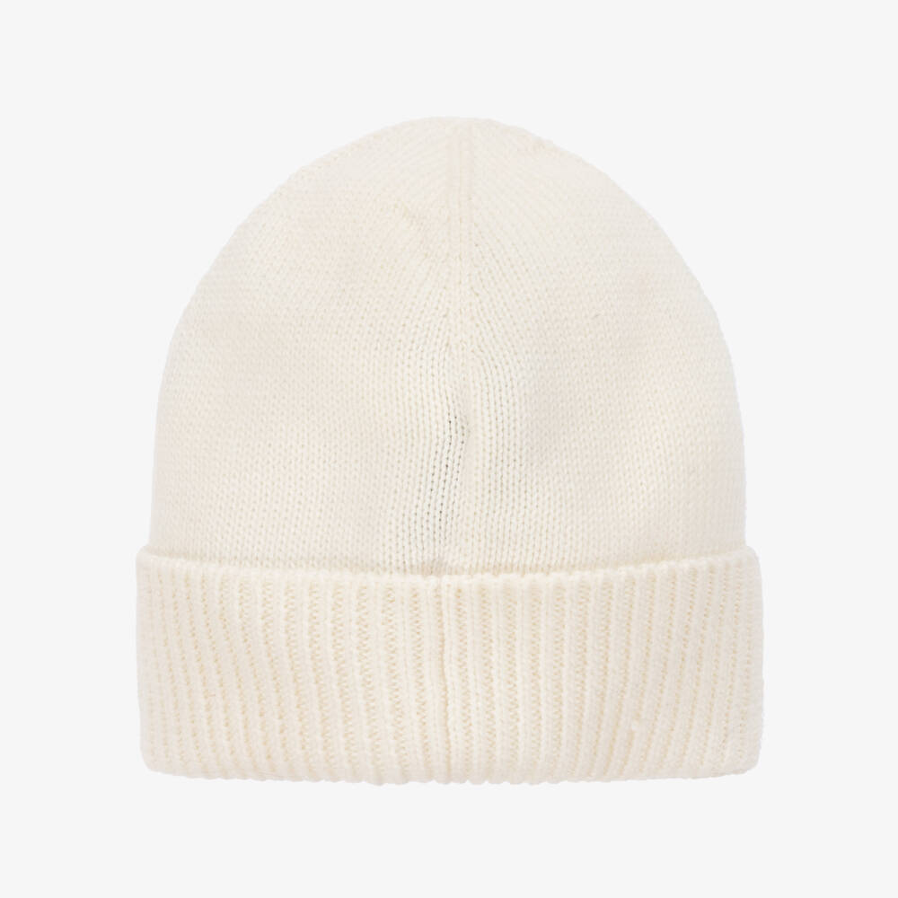 Moncler Enfant-قبعة قطن عضوي لون عاجي للبنات | Childrensalon