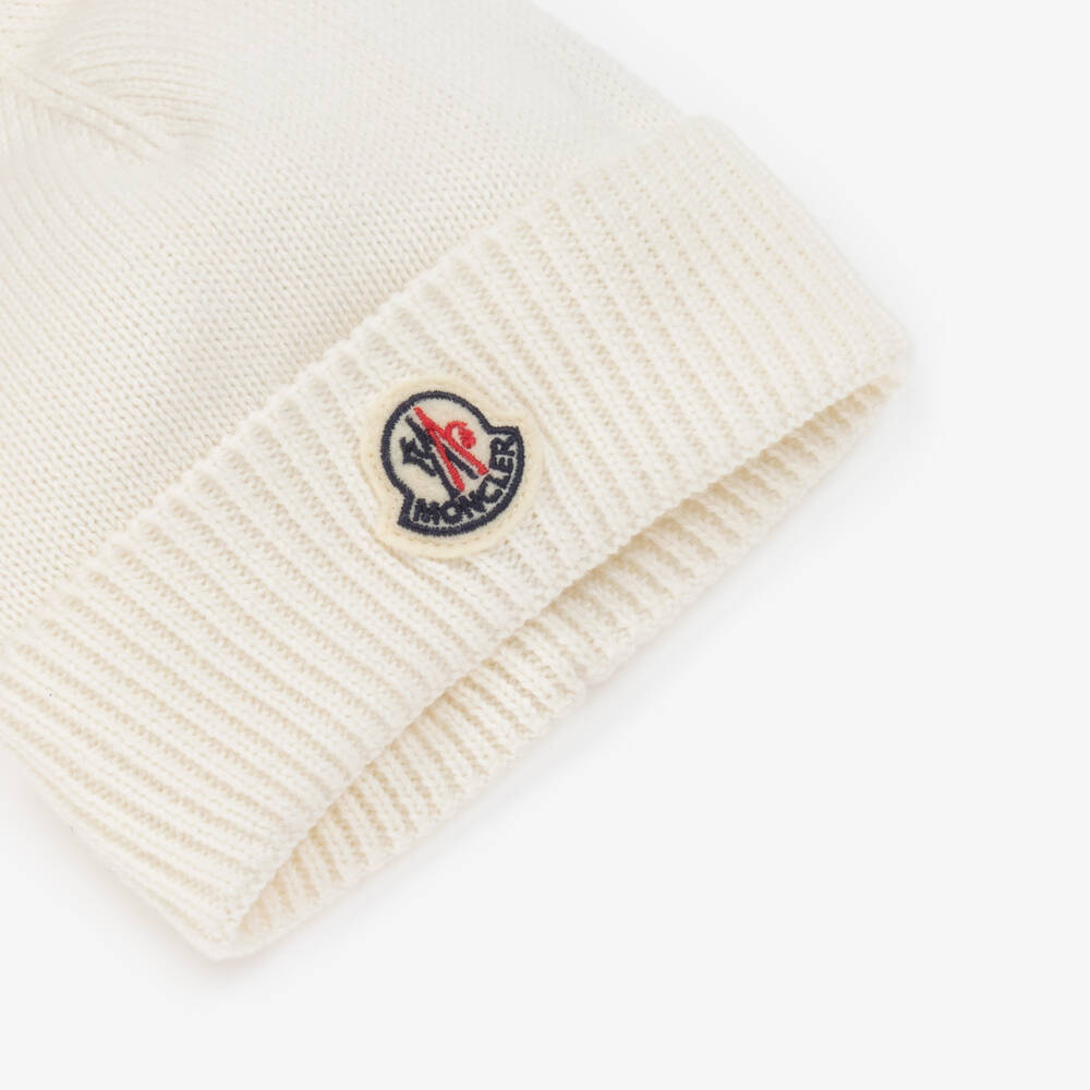 Moncler Enfant-قبعة قطن عضوي لون عاجي للبنات | Childrensalon