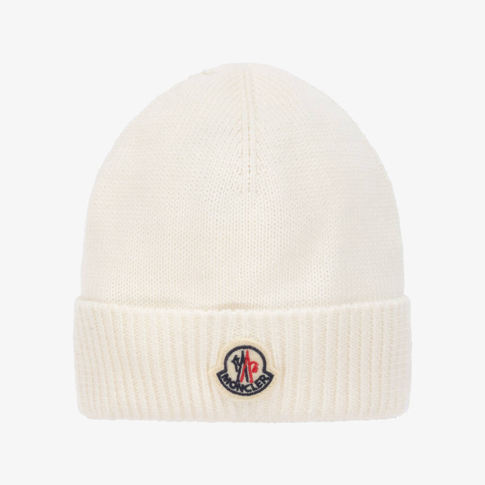 Moncler Enfant-قبعة قطن عضوي لون عاجي للبنات | Childrensalon