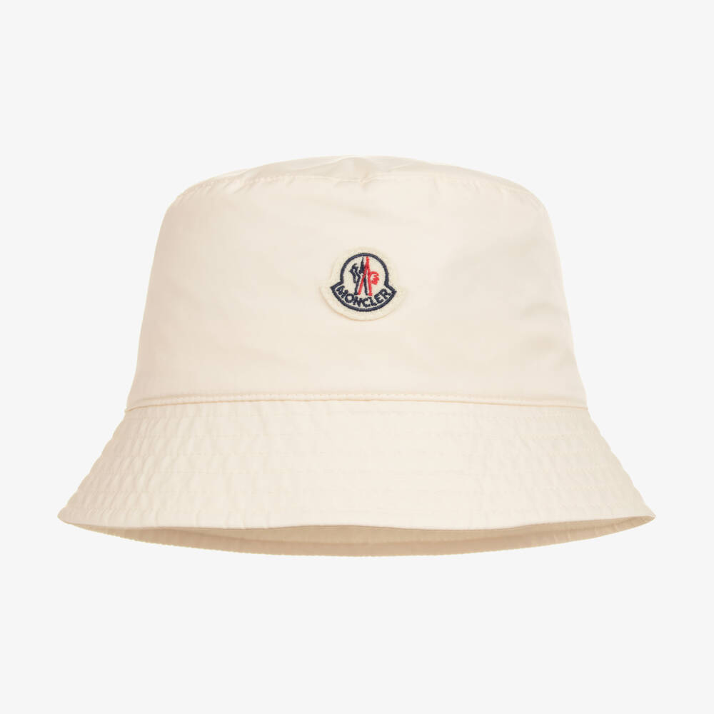 Moncler Enfant-Girls Ivory Silky Twill Bucket Hat | Childrensalon