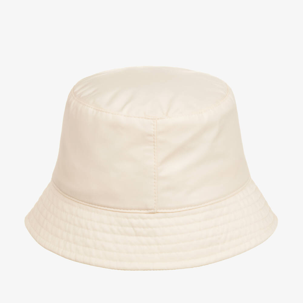 Moncler Enfant-Girls Ivory Silky Twill Bucket Hat | Childrensalon