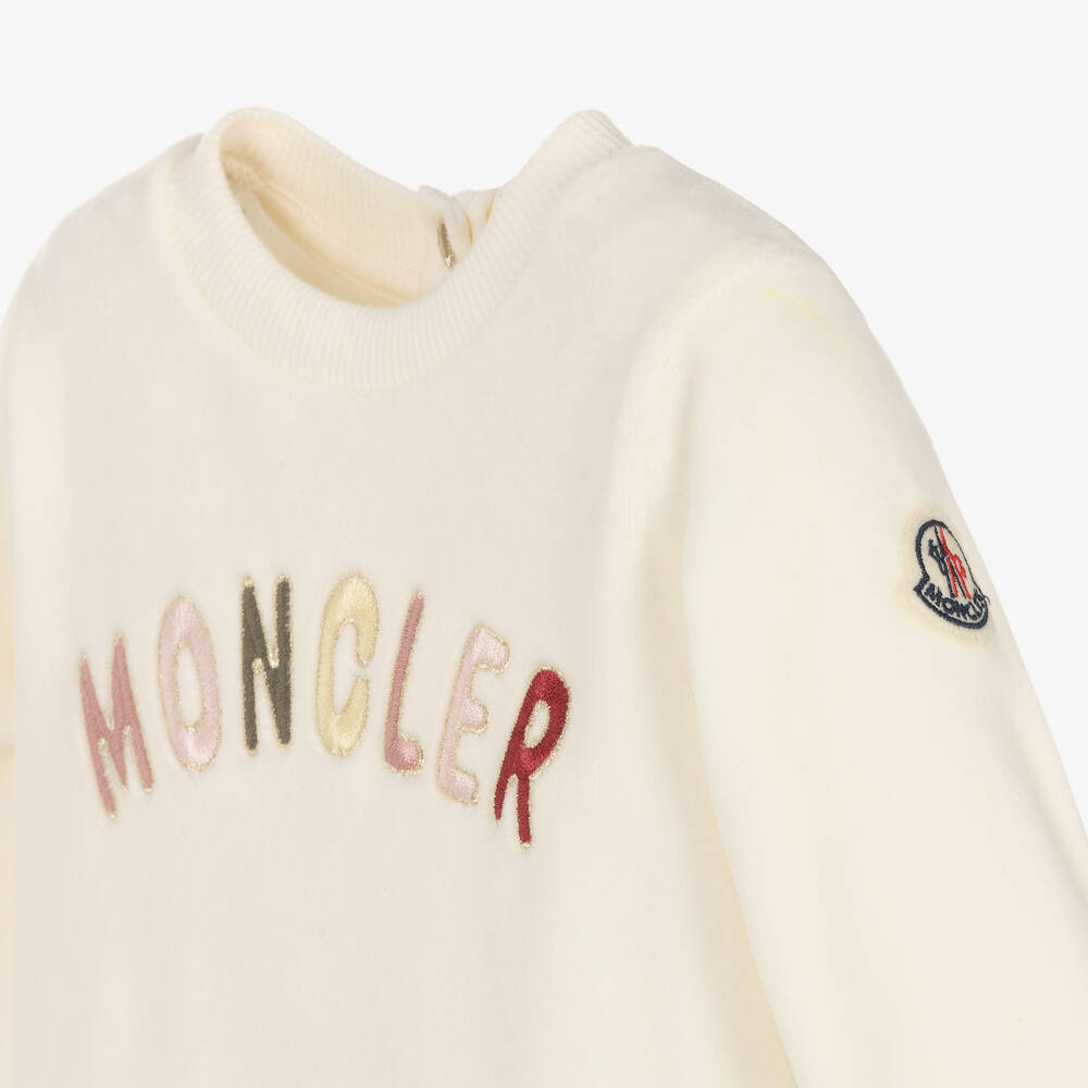 Moncler Enfant-فستان مخمل لون عاجي | Childrensalon