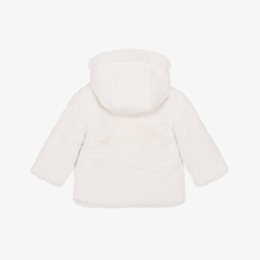 Moncler Enfant-Girls Ivory Viona Faux Fur Hooded Jacket | Childrensalon