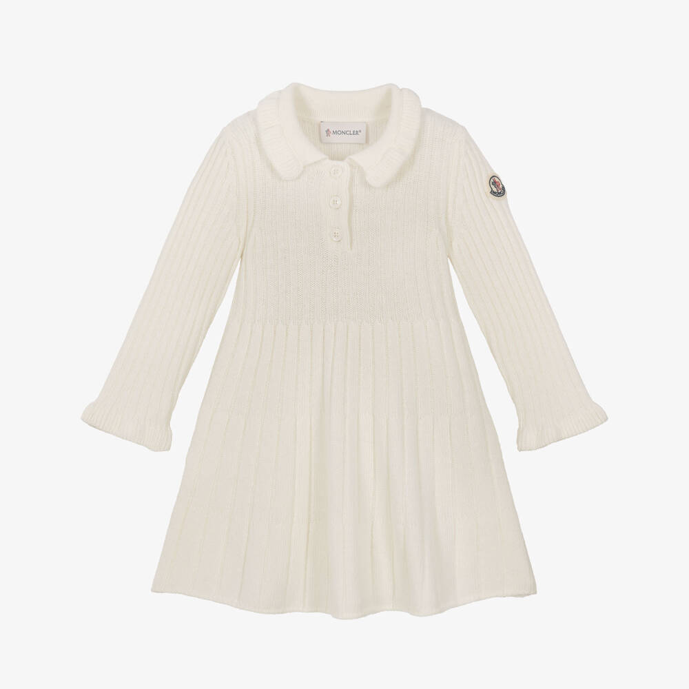 Moncler Enfant-Girls Ivory Wool & Cashmere Knit Dress | Childrensalon