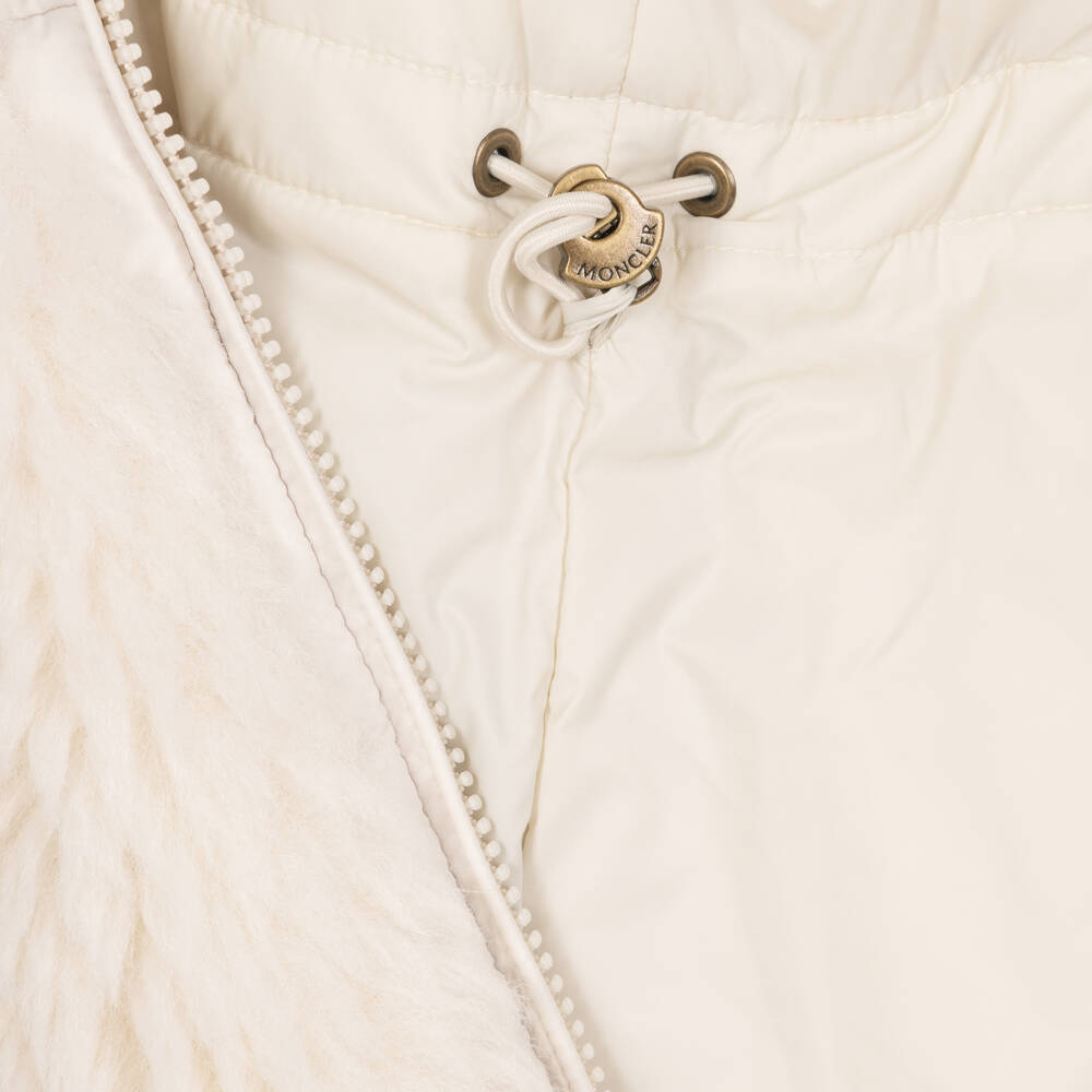 Moncler Enfant-Girls Ivory Wrenna Teddy Hooded Parka | Childrensalon