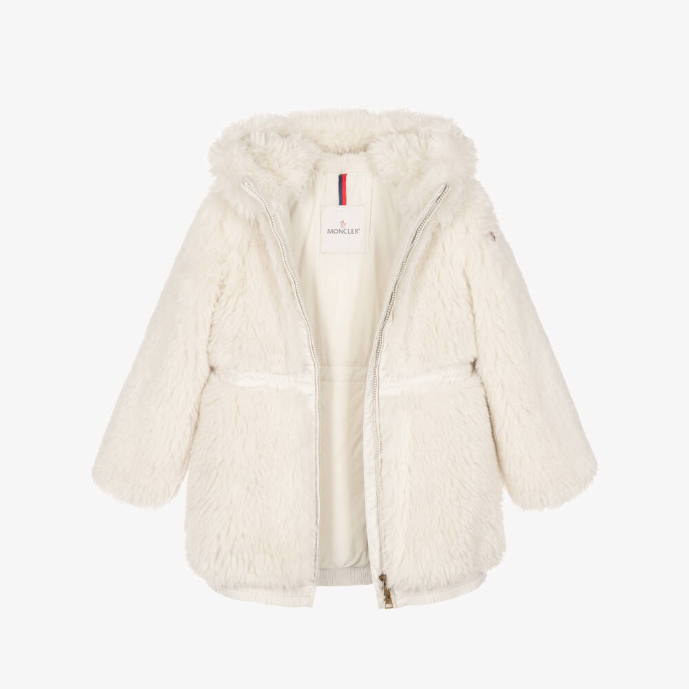 Moncler Enfant-Girls Ivory Wrenna Teddy Hooded Parka | Childrensalon