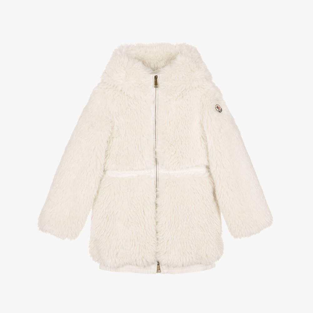 Moncler Enfant-Girls Ivory Wrenna Teddy Hooded Parka | Childrensalon
