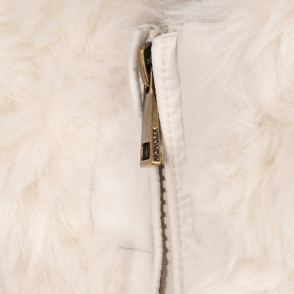 Moncler Enfant-Girls Ivory Wrenna Teddy Hooded Parka | Childrensalon