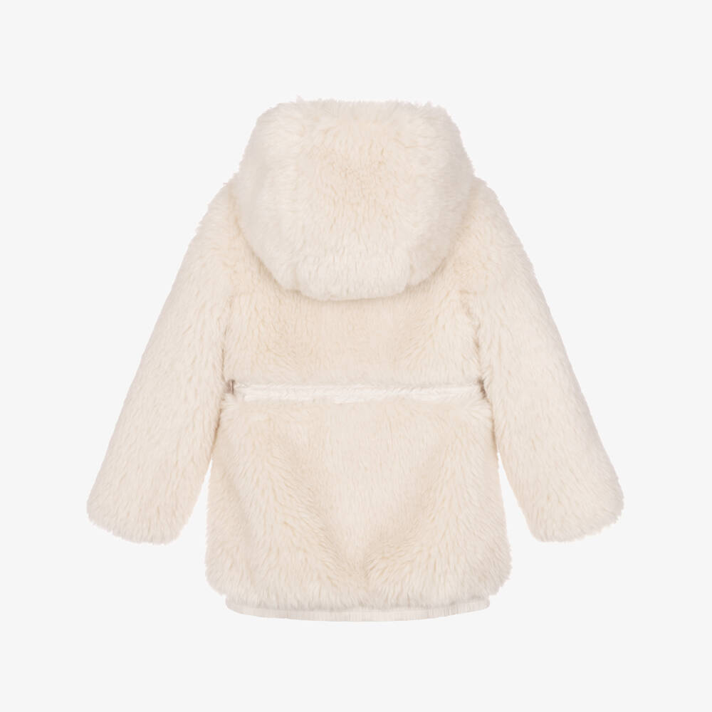 Moncler Enfant-Girls Ivory Wrenna Teddy Hooded Parka | Childrensalon