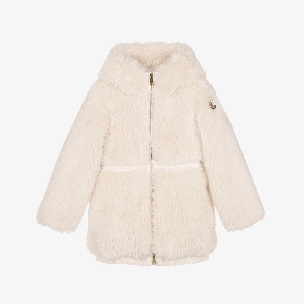 Moncler Enfant-Girls Ivory Wrenna Teddy Hooded Parka | Childrensalon