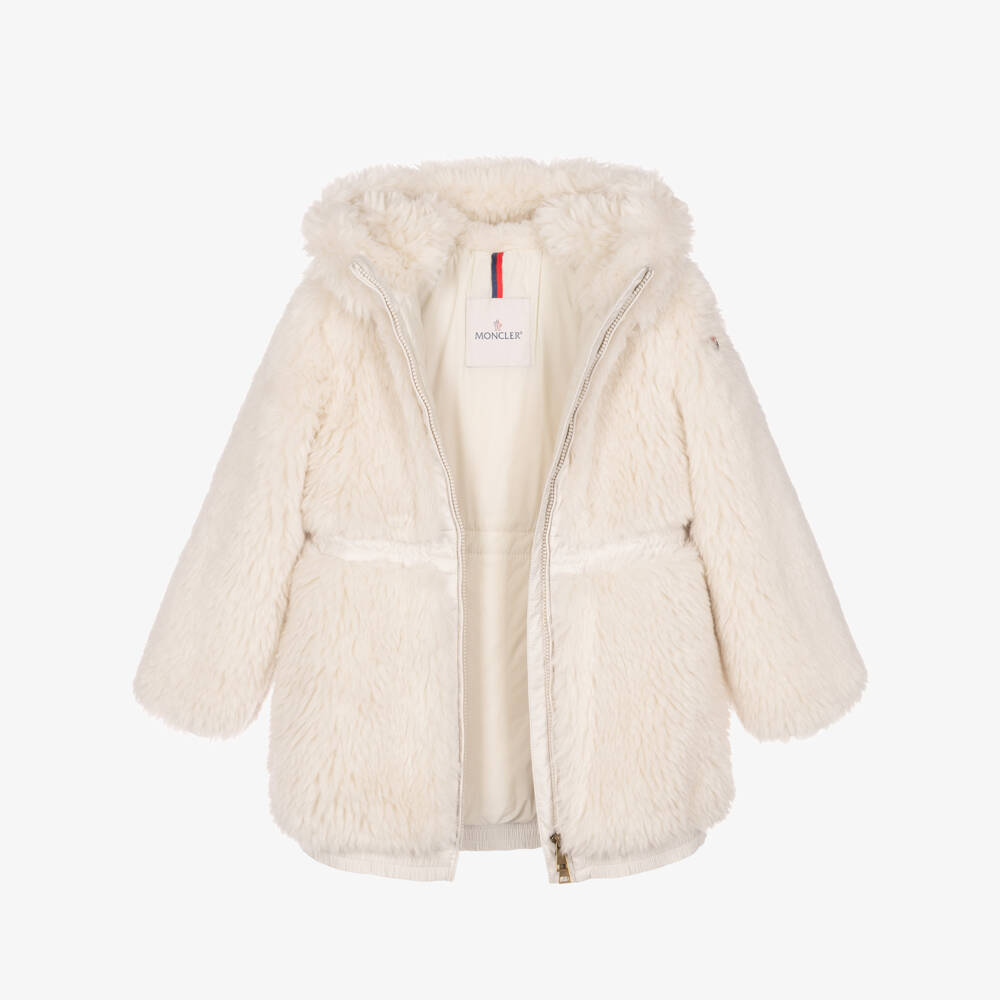 Moncler Enfant-Girls Ivory Wrenna Teddy Hooded Parka | Childrensalon
