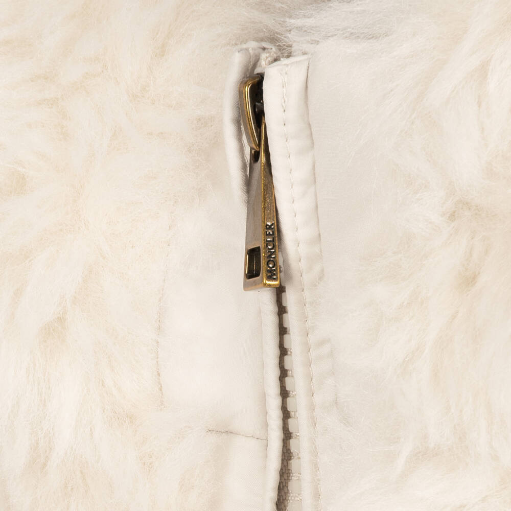 Moncler Enfant-Girls Ivory Wrenna Teddy Hooded Parka | Childrensalon