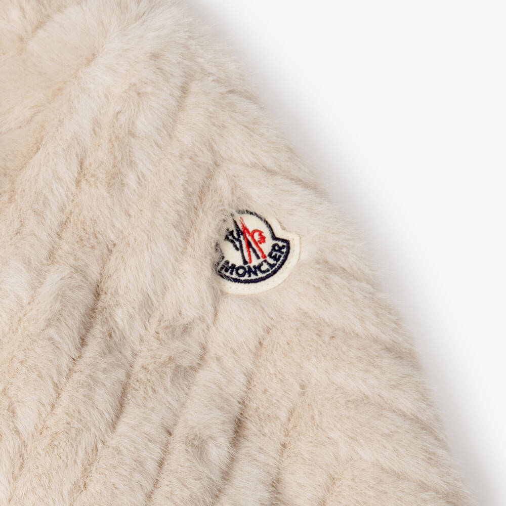 Moncler Enfant-Girls Light Beige Elra Jacket in Faux Fur | Childrensalon