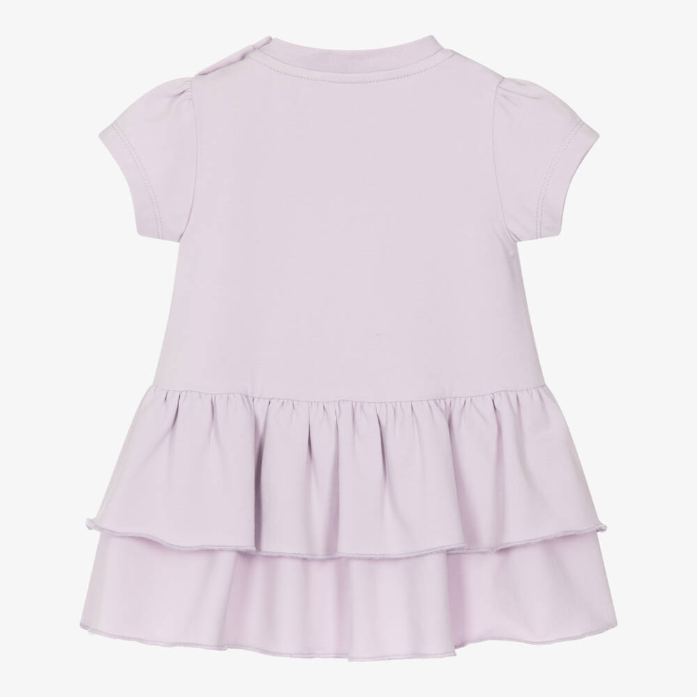 Moncler Enfant-Girls Lilac Cotton Jersey Tiered Dress | Childrensalon