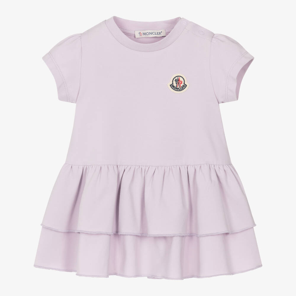 Moncler Enfant-Girls Lilac Cotton Jersey Tiered Dress | Childrensalon
