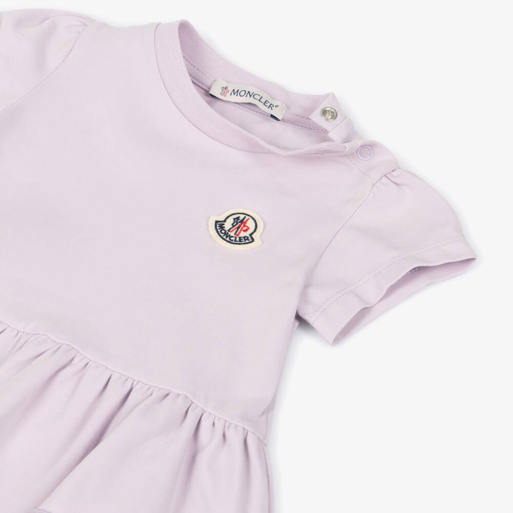 Moncler Enfant-Girls Lilac Cotton Jersey Tiered Dress | Childrensalon