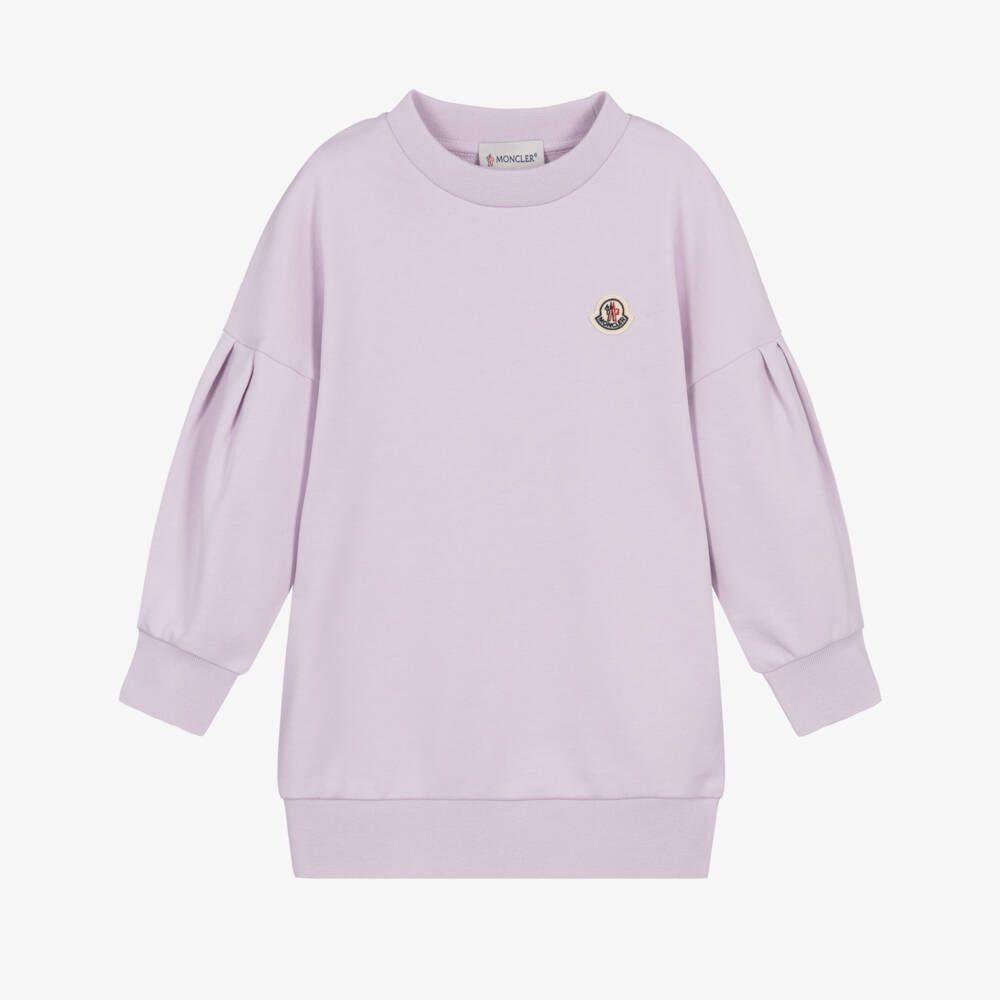 Moncler Enfant-Girls Lilac Sweatshirt Dress with Dropped Shoulders | Childrensalon