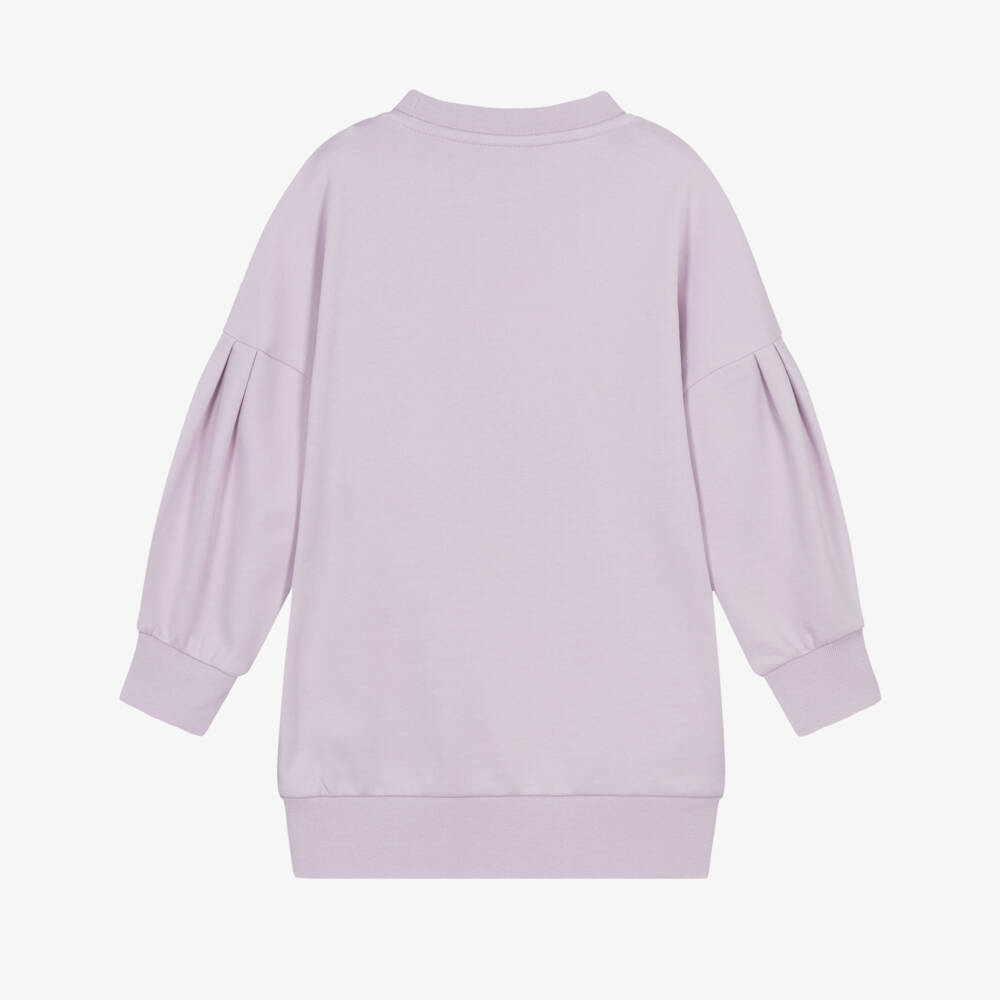 Moncler Enfant-فستان سويتشيرت بأكتاف منخفضة لون ليلكي للبنات | Childrensalon