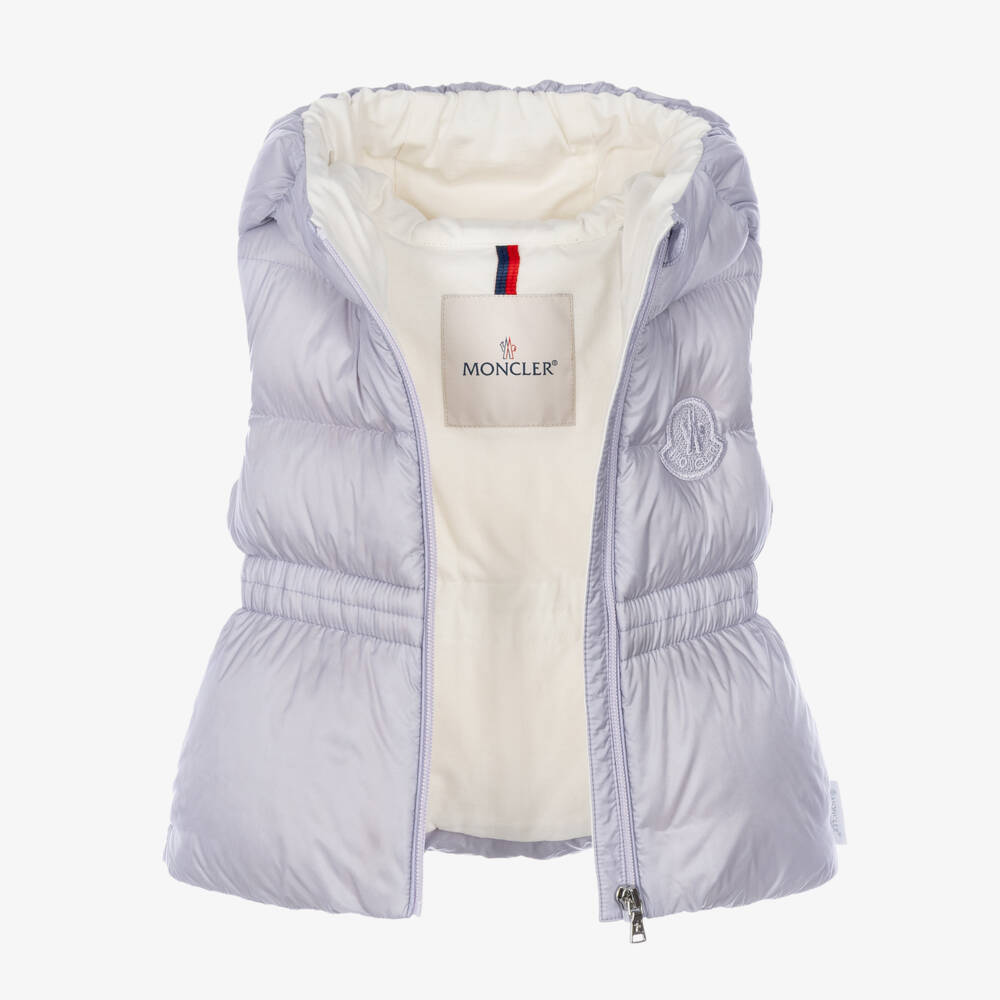 Moncler Enfant-Girls Lilac Una Down Padded Puffer Gilet | Childrensalon