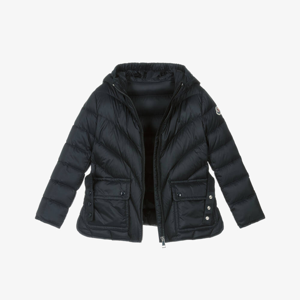 Moncler Enfant-Girls Navy Blue Argenno Down Puffer Jacket | Childrensalon