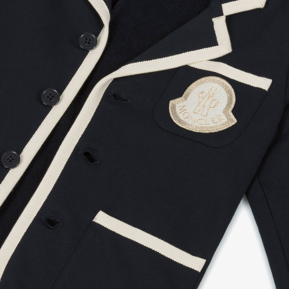 Moncler Enfant-Girls Navy Blue Cotton Blazer | Childrensalon